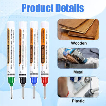 12 Pcs Multipurpose Deep Hole Pens, Long Deep Hole Long Nib Scriber for Wood, Plastic, Wall, Metal