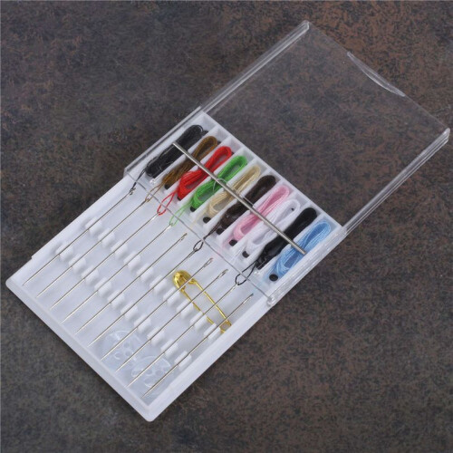 14 Boxes  Quick Fix Sewing Kit Easy Pre Threaded Needle Kit Basic Personal Sewing Kit Plastic Threaded Needle Holder 1