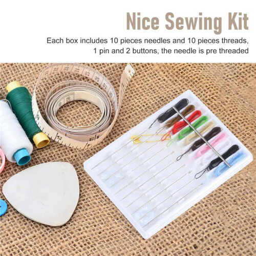14 Boxes  Quick Fix Sewing Kit Easy Pre Threaded Needle Kit Basic Personal Sewing Kit Plastic Threaded Needle Holder 2