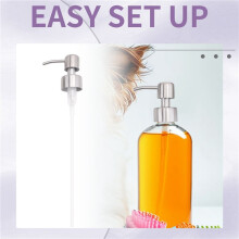 6Pcs Stainless Steel Liquid Soap Dispenser Pump Replacement with Thread for Standard 28/400 Neck Size Nozzle & Tube
