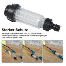 Water Filter Garden Hose, 3/4 Inch Water Pre-Filter Water Filter Set with 15 Filter Inserts + 6 Quick Adapters