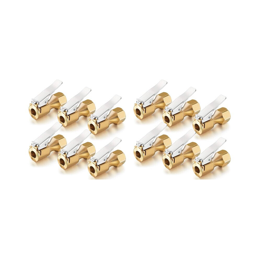 12 Pieces Brass Air Chuck Open Flow Straight Tire Chuck With Clip For Tire Inflator Gauge Compressor Accessories 6033360480926