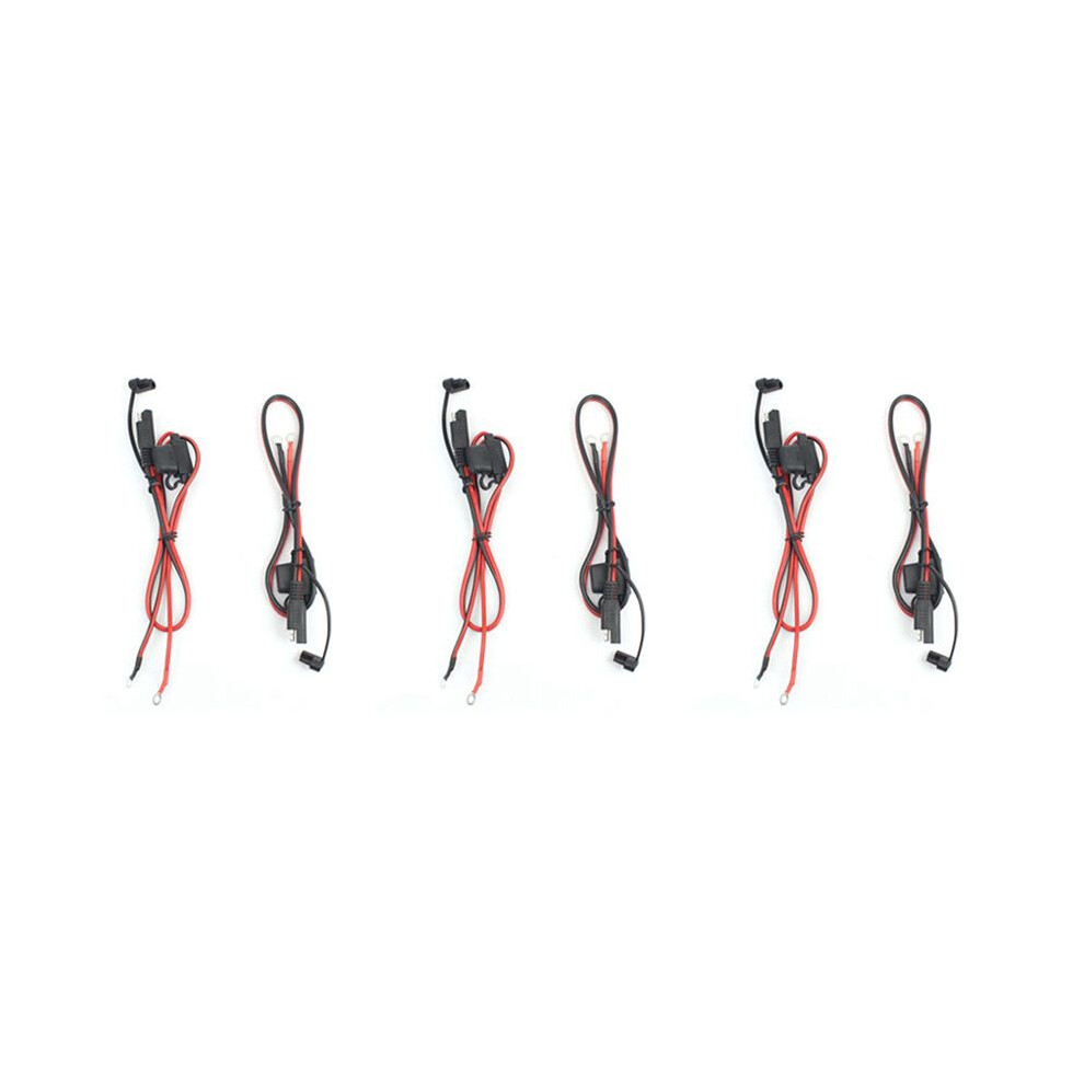 Foxsur 6Pcs Motorcycle Battery Charger Sae Charging Cable Sae Quick Disconnect Plug To 12V Ring Terminal Fuse 4713038494173
