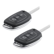 2X Flip Key Shell Fit para Ix45 Santa Fe Remote Key Case Fob 3-Button Negro