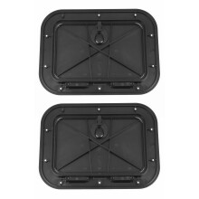 2X Marine Deck Plate Access Cover Pull Out Inspection Hatch with , 14.96 x 11.02 Inch / 380 x 280mm -Black