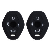 2X 3 Button Remote Key Fob Silicone Case Cover for  E46 E39 E63 E36 E81X5 Z3 Z4, Black