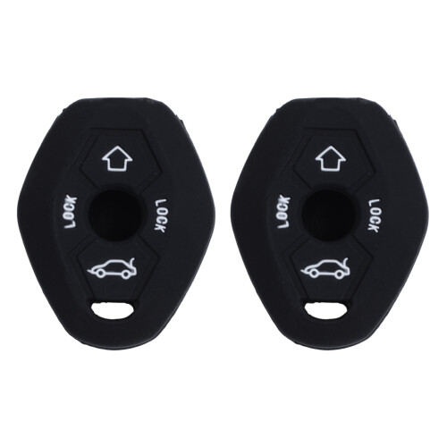 2X 3 Button Remote Key Fob Silicone Case Cover for  E46 E39 E63 E36 E81X5 Z3 Z4, Black
