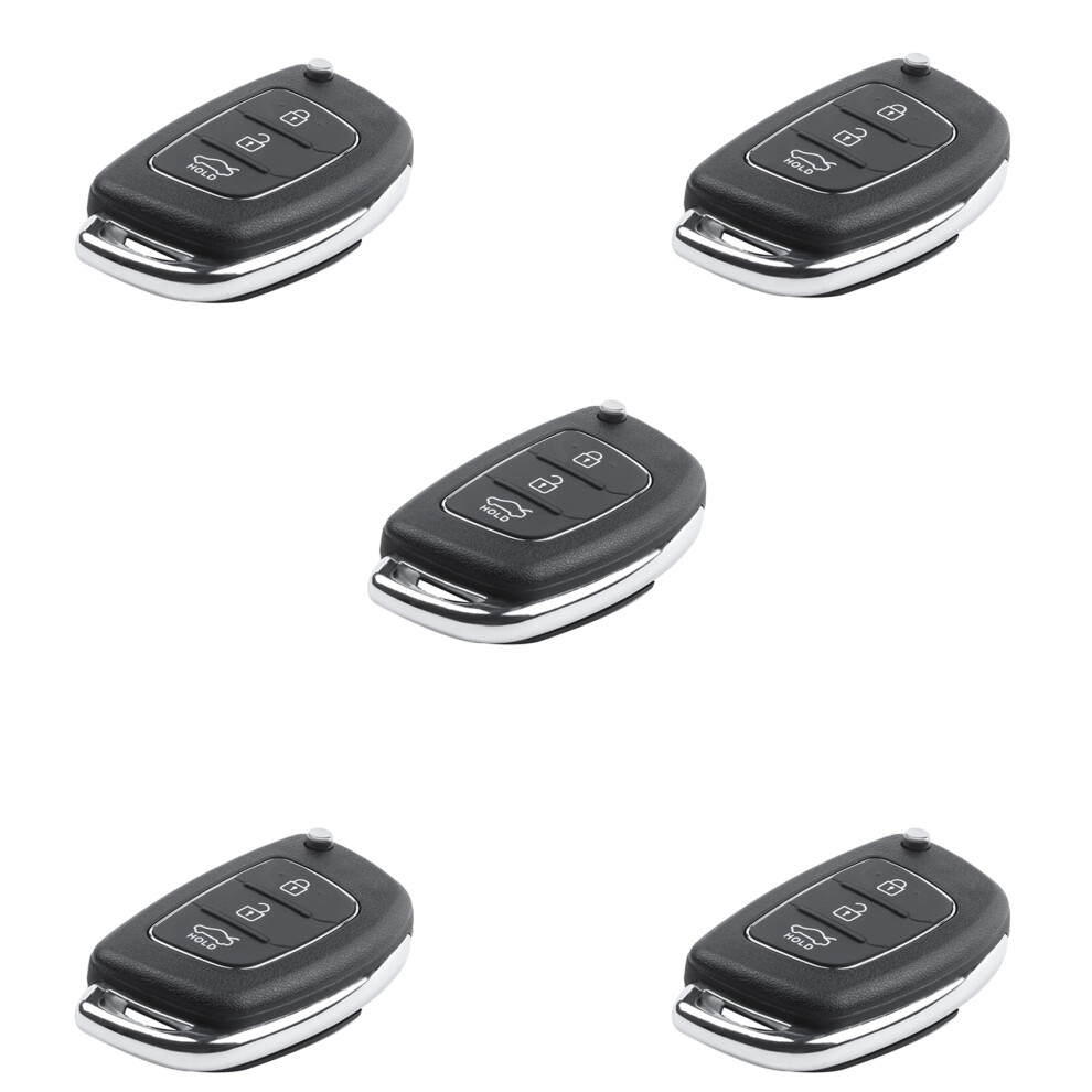 5X Flip Key Shell Fit For Ix45 Santa Fe Remote Key Case Fob 3-Button Black 6033983389613