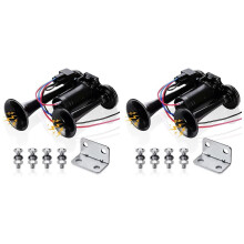 2X Horn Kit, 12V 150Db Car Air Horn Super Loud 2 Trumpet Train Horn Kit with Compressor for Trucks Trains Boats Black