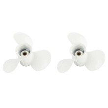 2X 664-45952-00-EL 9 7/8 X 14 Aluminum Boat Outboard Propeller for  20-30HP White 10 Spline Tooth 3 Blades RH