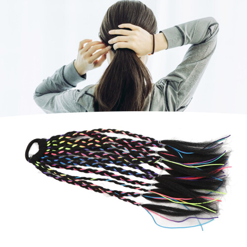 2 pezzi di extension colorate per capelli intrecciati con elastici 2