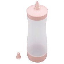 2X Botella Exprimible de Salsa Vinagrera de Salsa de Tomate Aceite Vinagre de PlÁStico Rosado + Transparente