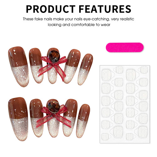 (L) Cat Eye Press-On Nails, Odorless & Eco-Friendly 2