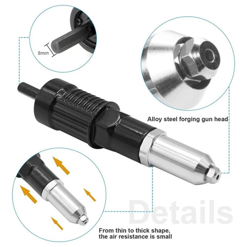 Rivet Gun Tool Rivet Drill Attachment Power Drill Tool Kit Cordless Rivet Gun 2