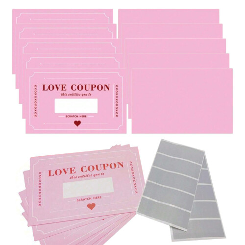 (Pink style) Love Notes Scratch Cards for Couples - 50 Chars 2