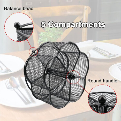360 Rotating Silverware Utensil Holder - 5 Compartment Whirling Utensil Holder Kitchen for Spoon Fork Flatware Storage 1