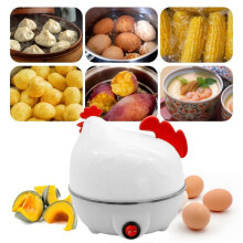 Home Chicken Shaped 7-Egg Capacity Egg Boiler Cooker Kitchen Cooking Appliance for Soft Hard Boiled Eggs A UK Plug