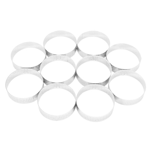 40 Pcs Circular Stainless Steel Tart Ring Tower Pie Cake Mould Baking Tools Perforated Cake Mousse Ring,8cm 1