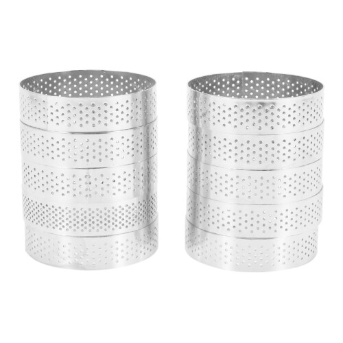 40 Pcs Circular Stainless Steel Tart Ring Tower Pie Cake Mould Baking Tools Perforated Cake Mousse Ring,8cm 2