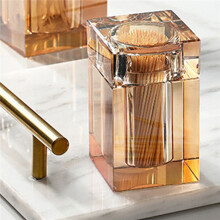 Boîte à Cure-Dents en Verre de Luxe, Boîte de Rangement pour Cotons-Tiges, Fil Dentaire, Récipient en Verre Transparent A
