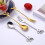 10Spoon+10Forks Stainless Steel Leaf Coffee Cake Spoon Fork Dessert Spoons, Stirring Teaspoon Set Silver 5