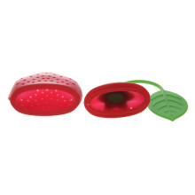 Strawberry Design Silicone Tea Infuser Strainer - Red and Green with Sponge Holder Storage Rack Drain Soap Box