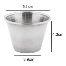 Packung mit 60 - Premium Gebürsteten Edelstahl Gewürz Sauce Tassen Gewürze TöPfe Liquid Dips Schalen - 2.5Oz 70Ml