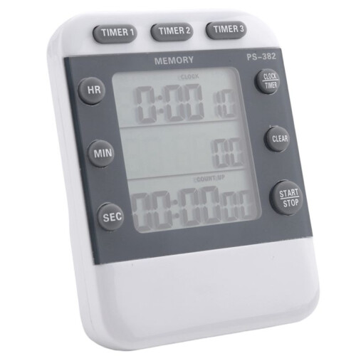 2X Digital Timer 100 Hour Triple Count Down/ Clock Timer Kitchen Cooking Timer with LCD Display Loud Alarm Bracket 2
