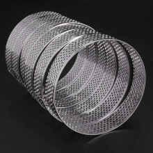 2X Circular Stainless Steel Porous Tart Ring Bottom Tower Pie Cake Baking Tools Perforated Cake Mousse Ring, 8cm