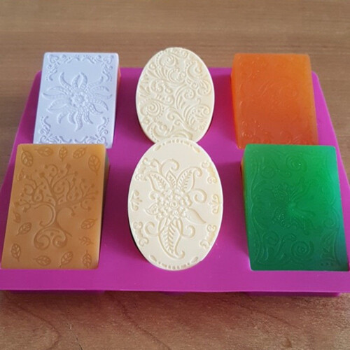 2X Molde de Jabón de Silicona para Hacer Jabón 3D 6 Formas Molde de Jabón Rectangular Ovalado 2