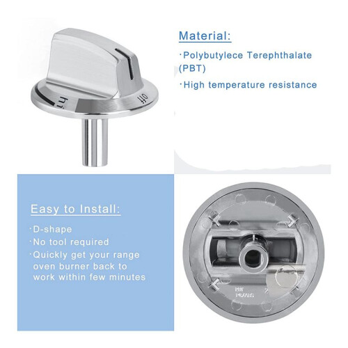 2 PCS Upgrade 5304525746 Long Stem Stove Knobs Replacements, Compatible with Gas Stove Range Oven Knobs 2