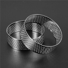 30Pcs Round Dessert Stainless Steel Perforated Fruit Pie Quiche Cake Mousse Mold Kitchen Baking Mold 6cm