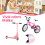 Set di biciclette e scooter in miniatura con casco - Rosa 4