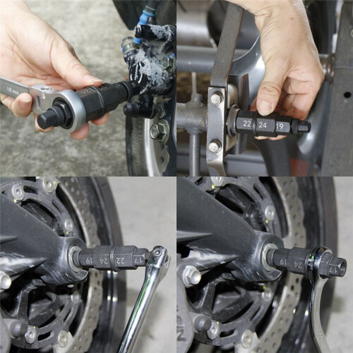 Motorcycles Hex Axle Tool Steady Hex Bit Socket Set Black Spindle Socket Adapter Tool 12/14/17/19/22/24mm with Gloves 2