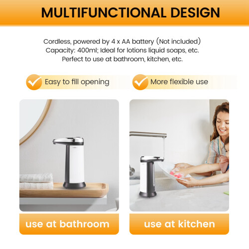 400ML Liquid Soap Dispenser Automatic Intelligent Touchless Sensor Induction Hand Washer for Kitchen Bathroom Equipment 2