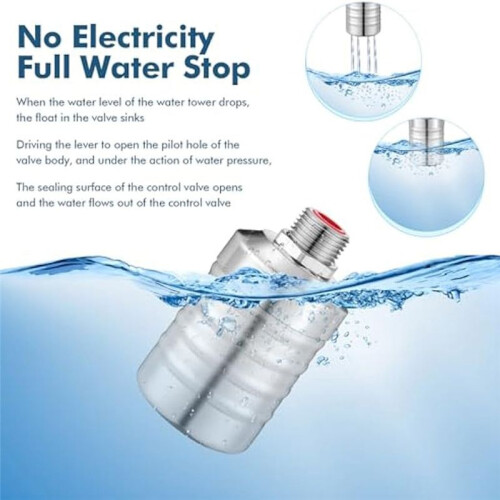 Float Valve 1/2 to 3/4 Inch Water Float Valve Auto Shut Off Water Tank Float Automatic Water Level Control Float Valve 2