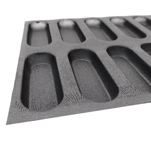 4X 12-Håls Silikonbaguette Pan-Non-Stick Perforerade Franska Brödformar, Varmkorvformar, Bakfoder Mat Brödform 1