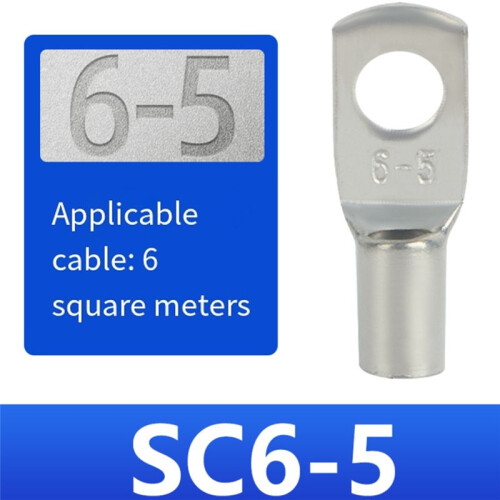 Copper Lug Loop Connector Cable Voltage Terminal SC6-5 Bare Copper Battery Block Lug Hole 500 Pcs 1