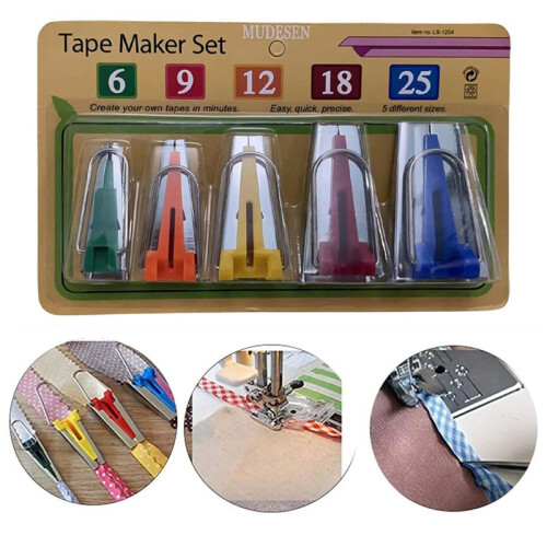 Kit Fabricantes Fita Viés de 5 Tamanhos 1/4 Polegadas 3/8 Polegadas 1/2 Polegadas 3/4 Polegadas 1 Polegada Kit Ferramentas Quilting Faça Você Mesmo 2