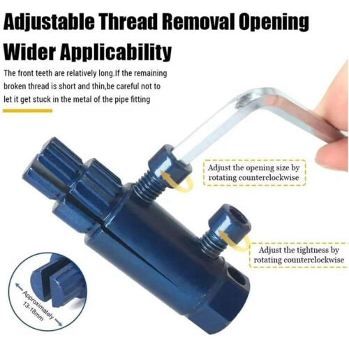 Broken Pipe Thread Extractor, Broken Valve Thread Extractor,Easy Out Bolt Extractor Kit Broken Faucet Removal Tool 2