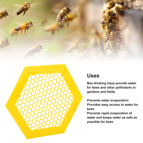 3D Printed Floating Bee Island Acrylic Waterer for Outdoors, Yellow 2