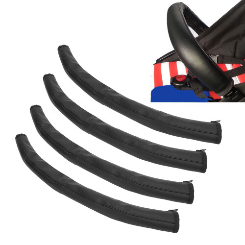 Universal Black PU Leather Stroller Handle Cover, 52x12cm & Washable 1