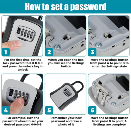 Magnetic Key Box for Under Car, 4 Digit Combination Code Magnetic Key Storage Holder, Magnet Key Lock Case for Hide Key 2
