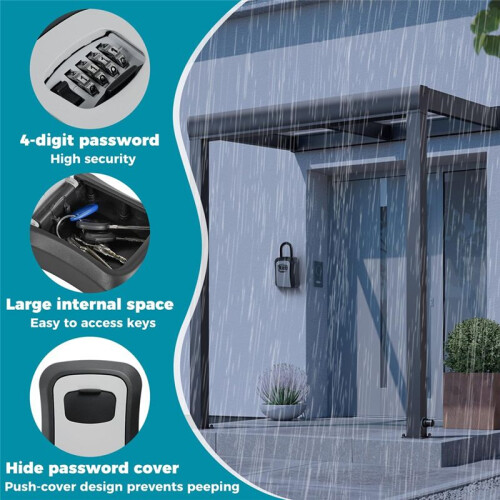 Magnetic Key Box for Under Car, 4 Digit Combination Code Magnetic Key Storage Holder, Magnet Key Lock Case for Hide Key