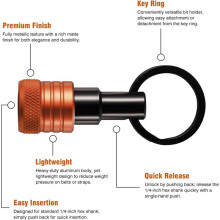 Bit Holder Key Chain with Carabiner 2 Sets, 1/4Inch Socket Hex Shank Bit Holders Keychain for Impact Drills Nut Driver