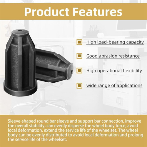 40Pcs Caster Socket Plastic Sleeve Round Inserts, Chair Caster Wheel Stem Insert, 1Inch Wheel, 7/16Inch Inside Stem 1
