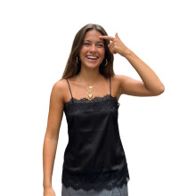 (S, Black) Women Camisoles Lace Trim Spaghetti Strap Casual Tank Tops Summer Fashion Sleeveless Vests Streetwear