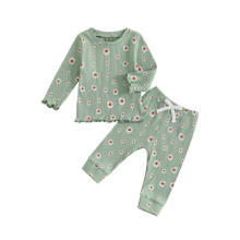 (18-24 Months, Green) Vauvan tyttövauvan 2 kpl syysasuja, pitkähihaisia, joustinneuleita + housusetti, taaperon vaatteita