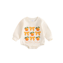 (6-12 Months, Beige) Pelele para bebé niña, body de manga larga con cuello redondo y estampado de lazo, ropa casual.