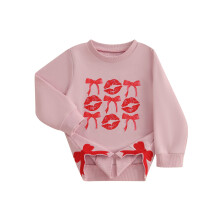 (80, Red) Kids Girls Boys Sweatshirts Bow Lips/Heart Letter Print Crew Neck Long Sleeve Toddler Pullovers Valentine's Day Clothes Tops